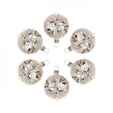 Thüringer Christbaumschmuck Kugel eisweiß Waffelmuster silber (6 BxHxT 5x5x5cm