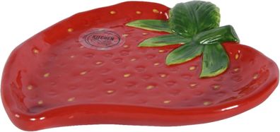 Deko-Teller Erdbeerform Dolomit L.17 W.14,5 H.3cm Obstteller rot