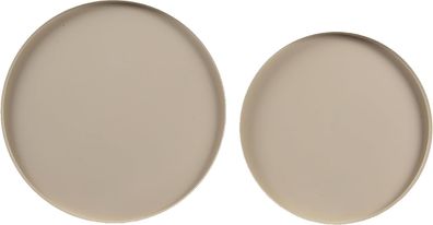 Deko-Tablett Metall Ø.30/35 cm H.1,5 cm sandfarben matt 2er Set