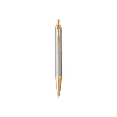 PARKER Kugelschreiber IM, Premium Warm Silver, M Blau Geschenkbox