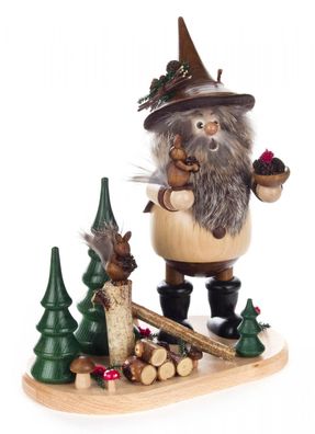 Räuchermann Waldwichtel mit Eichhörnchen Höhe 26cm NEU Rauchmann Rauchfigur