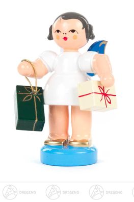 Engel Geschenke stehend blaue Flügel NEU H=5,5 cm Gabenengel Himmelsbote Cherub