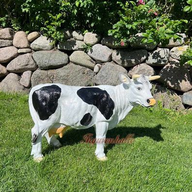 Kuh Dekofigur Statue schwarz bunt Aufstellfigur Deko Figur Bauernhof Tierfigur