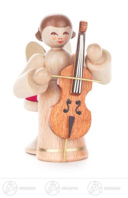 Engel mit Cello sitzend, langer Rock, na natur H=ca 5,5 cm NEU Weihnachtsfigur