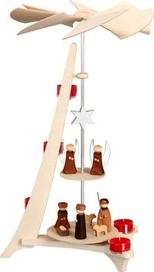 L-Pyramide mit Christi Geburt und Engel HxBxT = 50x31x27cm NEU Holzpyramide Tisc