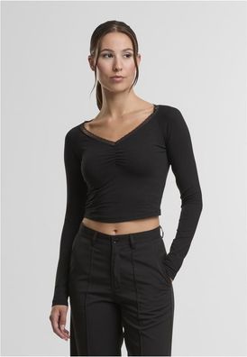 Urban Classics Damen Ladies Short Lognsleeve Lace Shirt TB7729