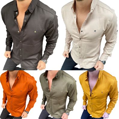 Megaman Langarmhemd Herren designer Premium Megaman Hemd Slim-Fit Busine