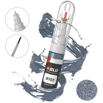 BLU Lackstift 9157 SILBER Steelgrau SKODA Autolack 2in1 Reparatur