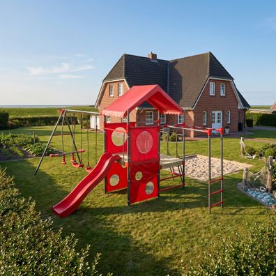 Kinderspielplatz Metall rot zum Schaukeln, Klettern, Wippen #4540