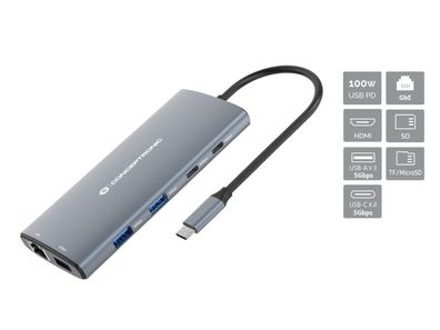 Conceptronic DONN06G 10-in-1 USB 3.2 Gen 1 Dockingstation, HDMI, 100W USB PD, USB-C 5