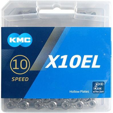 KMC X10EL 10-fach Fahrradkette, 114 Glieder, silber, vernickelt, 262g, kompatibel mit