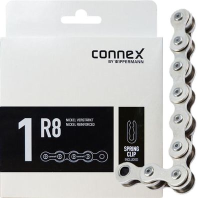 ConneX 1R8 1s Kette 1/8" x 1/2" silber - robuste Singlespeed-Kette in moderner Ausféh