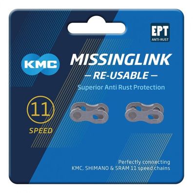 KMC Missinglink 11R EPT Silber 2 Stéck f. Kettenschloss 5,65mm 11-fach re-usable