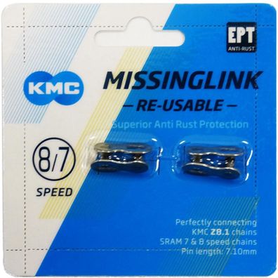 KMC Missinglink 7/8R EPT Kettenschloss 2 Stéck fér Ketten 7,1mm silber