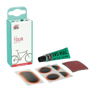 REMA TIP TOP Flickzeug Set TT 01 SB Â? Fahrrad-Schlauchreparaturset mit 4 runden Flic