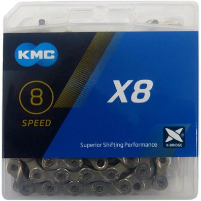 KMC Kette X8 Silber 1/2\" x 3/32\", 114 Glieder 7,3mm, 8-fach