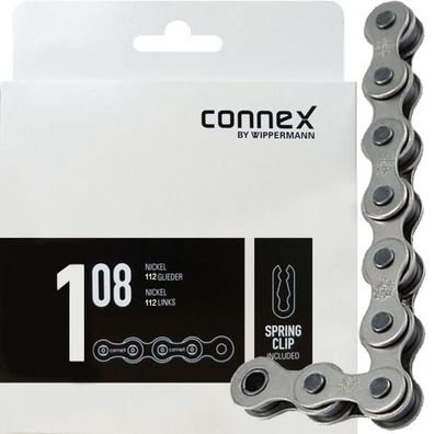 Connex Fahrradkette Fahrradkette 108 1-fach 1/2 x 1/8 - 112 Glieder vernickelt silber