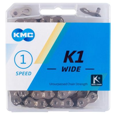 KMC K1 Wide 1s Kette 1-fach 1/2 x 1/8 110 Glieder silber-schwarz - robuste Singlespee