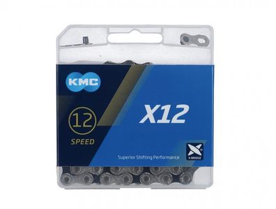 KMC Fahrradkette Kette X12 silber schwarz fér 12-fach 126-Glieder