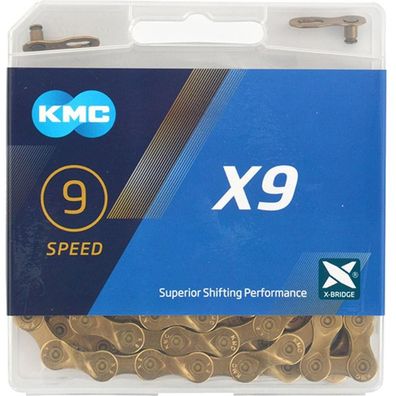 KMC X9 Ti-N 9s Kette 114 Glieder gold - moderne Ausféhrung fér 9-fach Antriebe