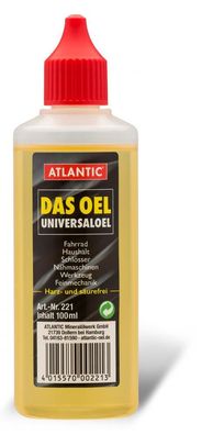 Atlantic DAS OEL Universalöl Flasche 100ml - Hochwertiges Schmiermittel fér Fahrrad,