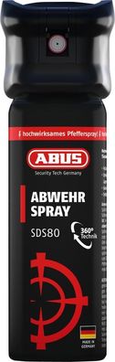 Abus Abwehrspray SDS80 D, 63 ml Pfefferspray zur Tierabwehr, 360Â°-Spréhtechnik, bis