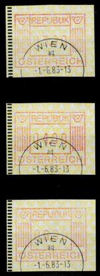 Österreich Automatenmarken Nr ATM 1-3S-ATM 2-6S S5CD34A
