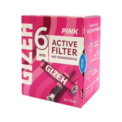 Gizeh Active Filter Pink 6 mm Aktivkohle Box à 34 Stück