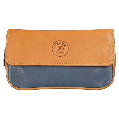 VAUEN Pfeifentasche Easy One (643), Navy (hellbraun-blau) Leder Magnetverschluss