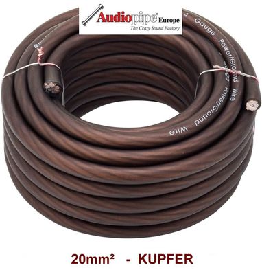 Verstärker Endstufen Anschluss Powerkabel 20mm2 KUPFER schwarz Masse TOP
