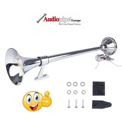 Fanfare Hupe Druckluft Truck Horn Nebelhorn Chrom 12V + 24V PKW LKW Tornado 2