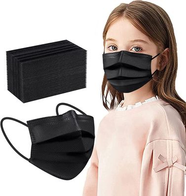 200 Stück schwarze Maske Mundschutzmaske Einwegmasken Atemschutz Kinder