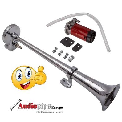 Fanfare Hupe Druckluft Horn Nebelhorn Chrom mit Kompressor 12V PKW LKW Tornado
