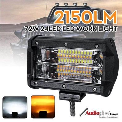 LED Stroboskop Blitzer 2x 72W 5 Programme Arbeitsleuchte + GELB TOP SET