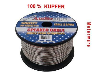 Lautsprecherkabel 2x 1,5mm² Meterware transparent OFC 100% Kupfer Boxenkabel