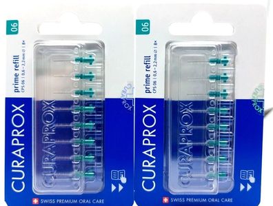2 x 8er Curaprox Interdentalbürsten prime CPS 06 grün ( dunkel grün) refill