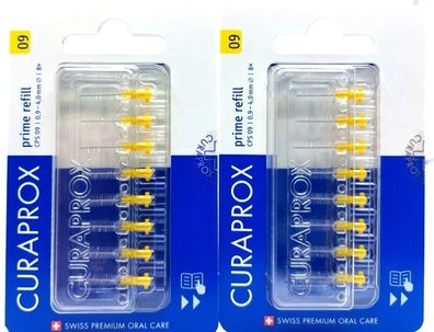 2 x 8 Curaprox CPS 09 gelb Interdental Zwischenraumbürsten prime refill