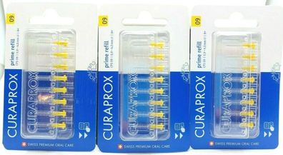 3 x 8 Curaprox CPS 09 gelb Interdental Zwischenraumbürsten prime refill
