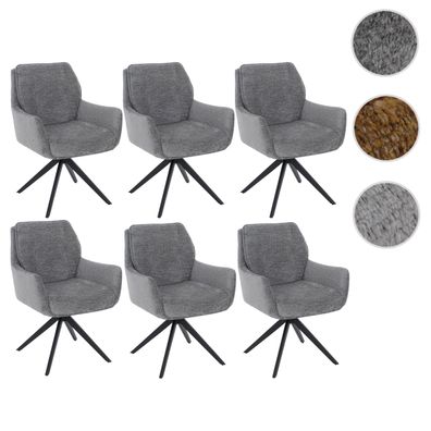 6er-Set Esszimmerstuhl HWC-Q37, drehbar Auto-Return, Stoff (680g/m²) Metall