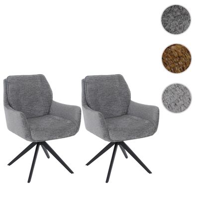 2er-Set Esszimmerstuhl HWC-Q37, drehbar Auto-Return, Stoff (680g/m²) Metall