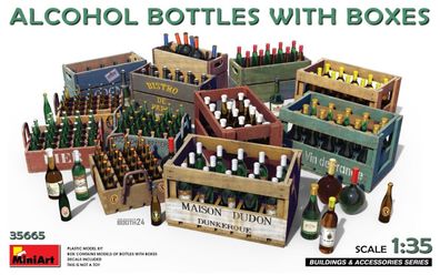 MiniArt Alkohol Flaschen mit Kisten Bausatz 35665 in 1:35 Kisten 6460356650