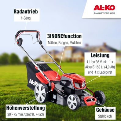 AL-KO Akku-Rasenmäher 36V 46.9 Li als Set inklusive Akku und Ladegerät