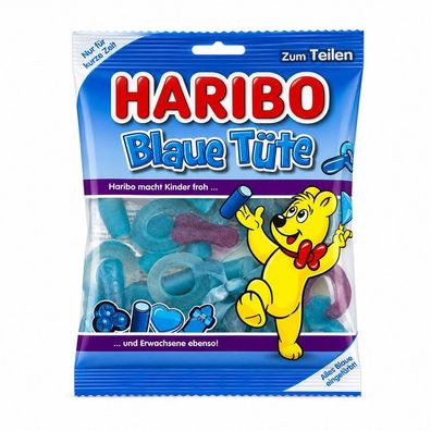 HARIBO Blaue Tüte Fruchtgummi teilweise mit Schaumzucker 175g