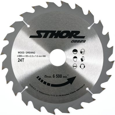 Hartmetall-Kreissägeblatt 200 mm, 24 Zähne, 30 mm Bohrung