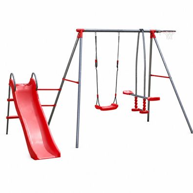 Spielplatz aus Metall für Kinder |Schaukel, Rutsche, Basketball #4541