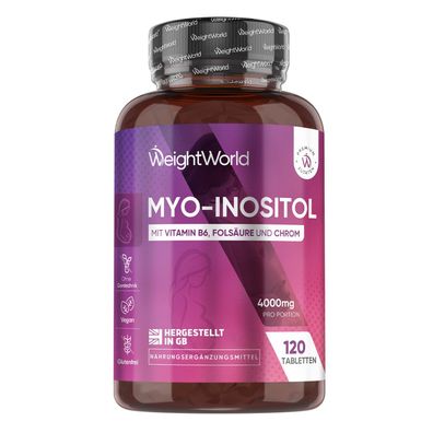 WeightWorld Myo Inositol 4000 mg Tabletten - 120 vegane Tabletten - 1 Monat Vorrat