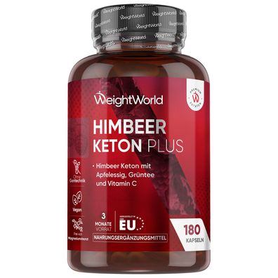 WeightWorld Himbeerketon Plus - 4280mg pro Portion - 180 vegane Kapseln