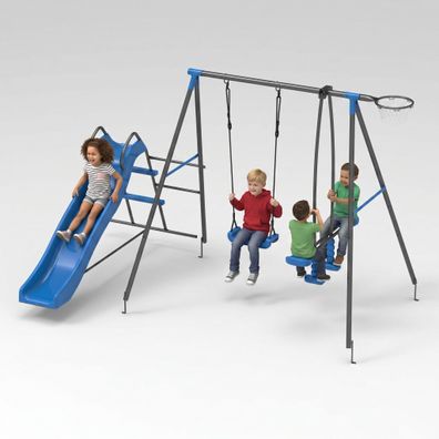 Kinderspielplatz aus Metall |Schaukel, Rutsche, Basketball #4542