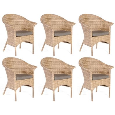 Sonnenpartner 6er-Set Garten-Sessel Cayman Aluminium mit Polyrattan natura-antik Gar