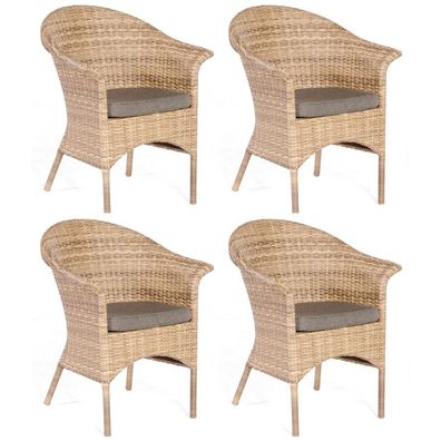 Sonnenpartner 4er-Set Garten-Sessel Cayman Aluminium mit Polyrattan natura-antik Gar